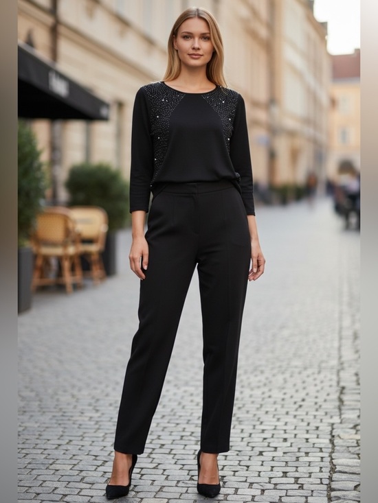 Calvin Klein Sweaters - Calvin Klein, Black Rhinestone Top, Women Sparkle Elegant, Large